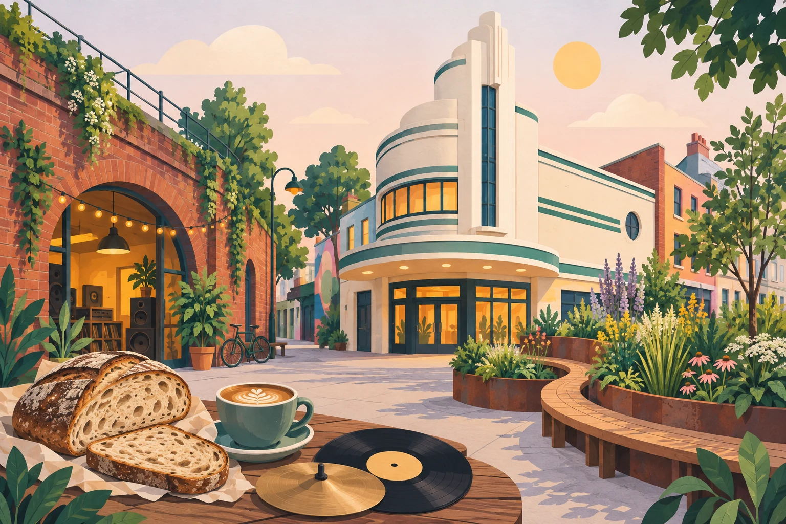 Dalston’s art deco Rio Cinema, Eastern Curve Garden and brick railway arch with sourdough and music.
